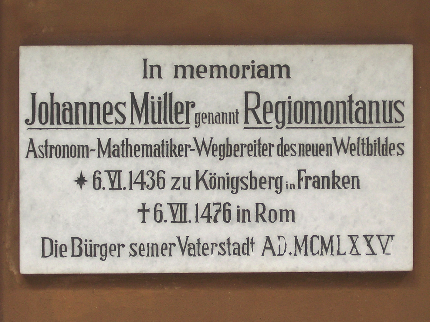 Imagem de referência relacionada a Johannes Müller von Königsberg, item descrito como matemático e astronomo alemão