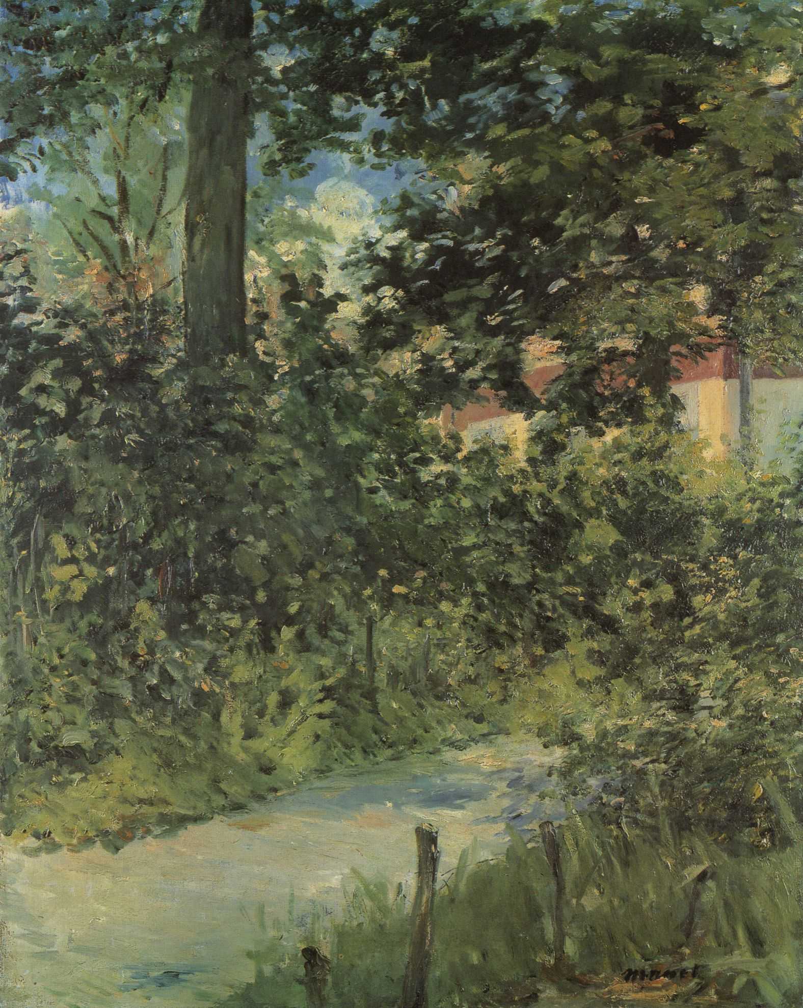Imagem de referência de Um caminho no jardim de Rueil, descrito nos dados abertos como pintura de Édouard Manet