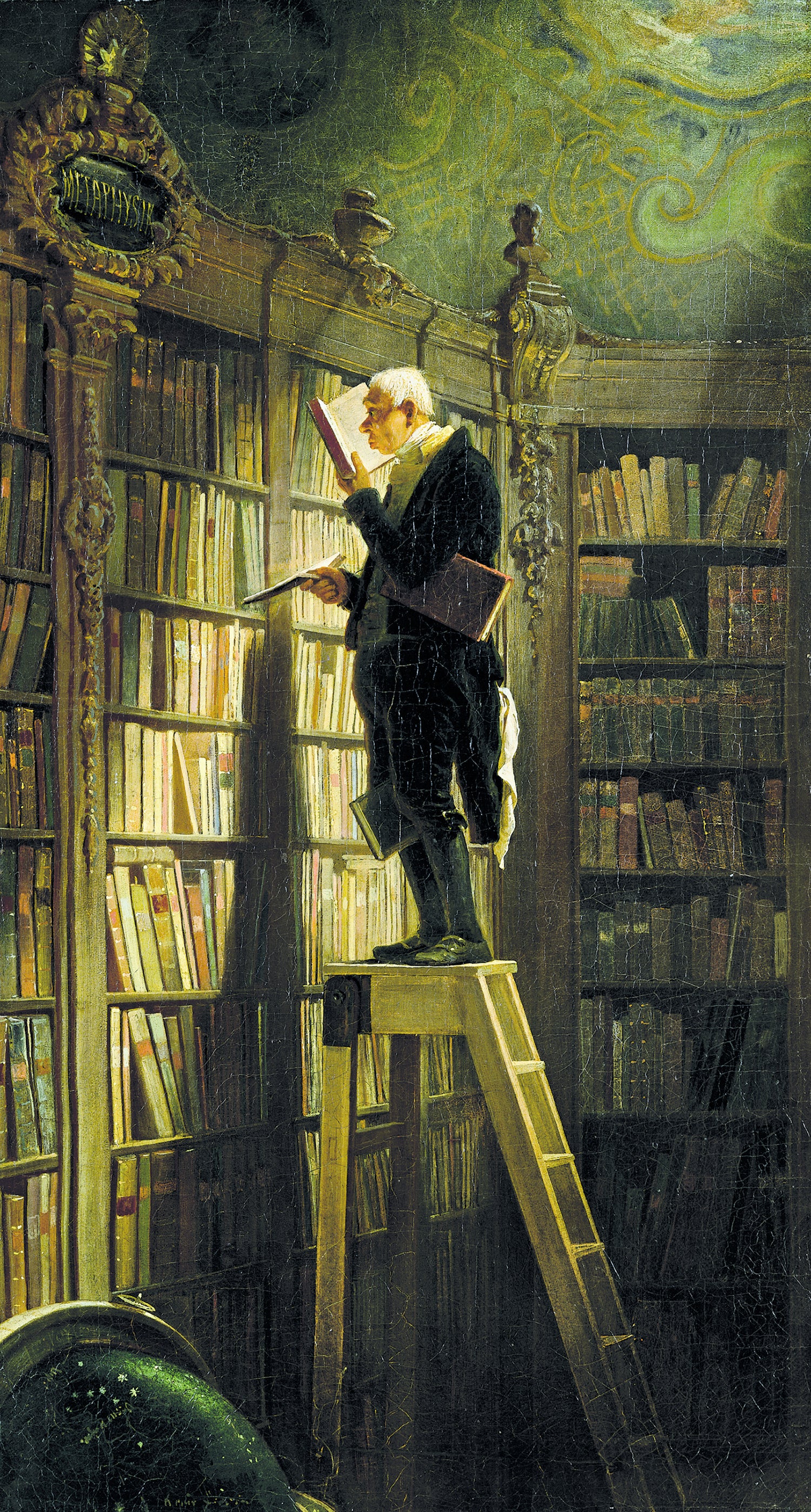 Imagem de referência de O rato de biblioteca, detail, descrito nos dados abertos como pintura de Carl Spitzweg