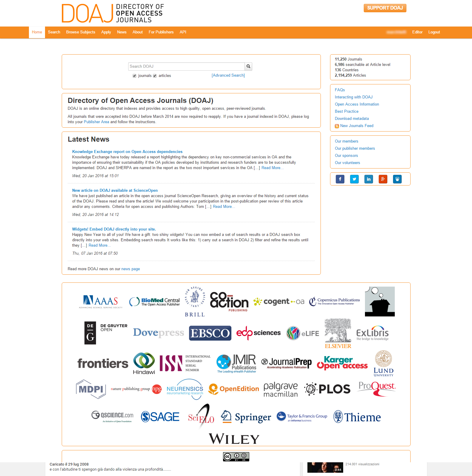 Imagem de referência de Directory of Open Access Journals, descrito nos dados abertos como diretório de periódicos científicos de acesso aberto