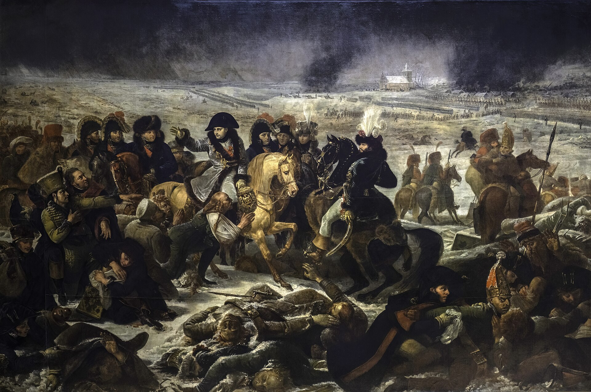 Imagem de referência de Napoleão no campo de batalha de Eylau, em 9 de fevereiro de 1807, descrito nos dados abertos como pintura de Antoine-Jean Gros