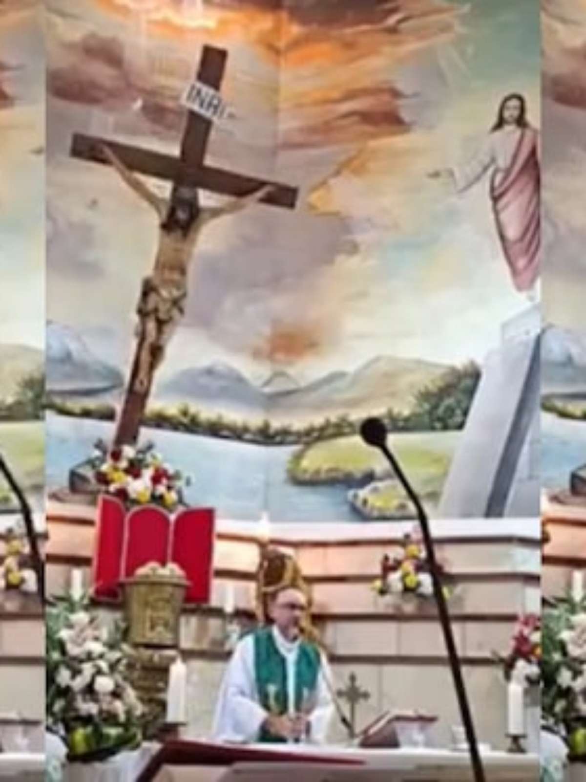 Padre morre após ser atingido por cruz em missa transmitida ao vivo