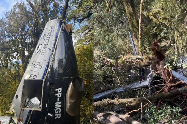 Motores do helicóptero que levava Rick são retirados; aeronave fica na mata