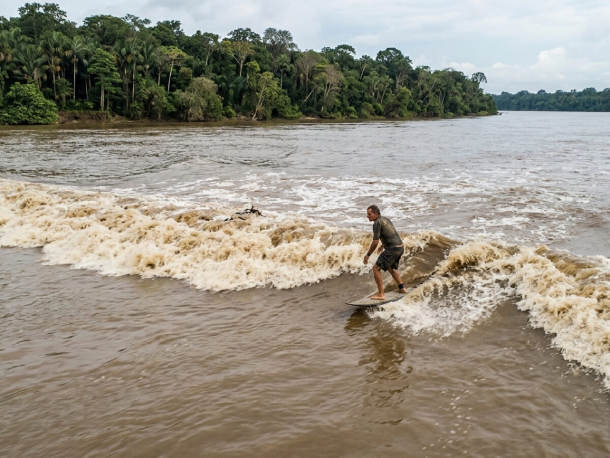 Pororoca: a onda que sobe o rio contra a correnteza na Amazônia e vira atração para surfistas