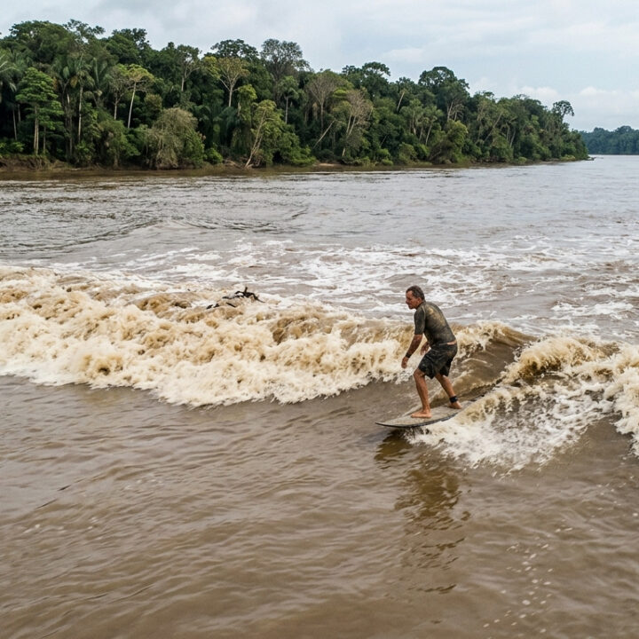 Pororoca: a onda que sobe o rio contra a correnteza na Amazônia e vira atração para surfistas