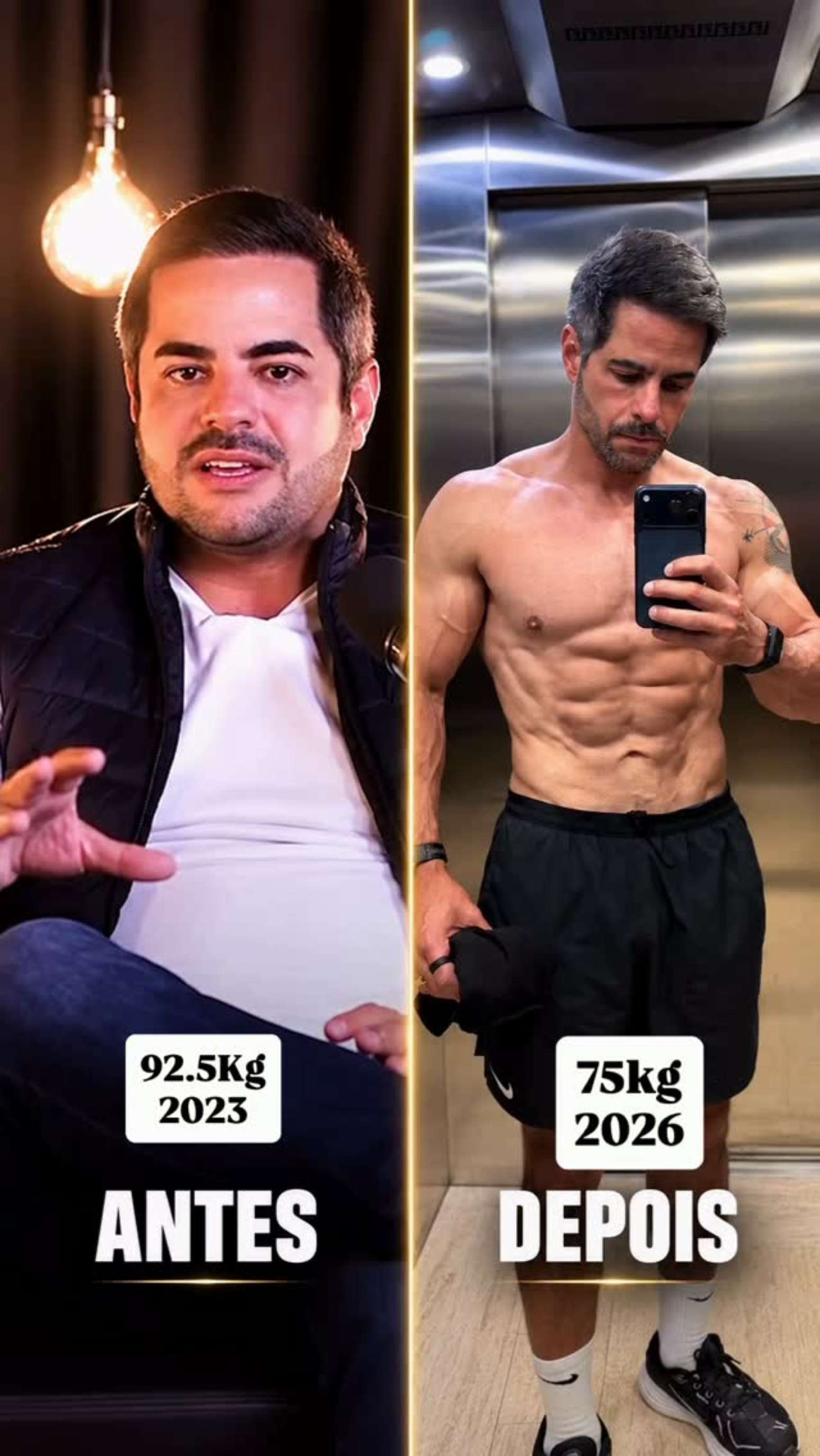 Antes e depois de Kak&aacute; Diniz, marido de Simone Mendes